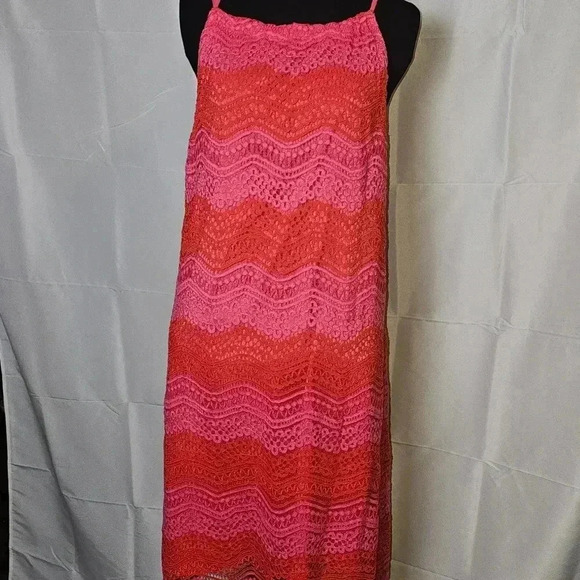 Trina Turk Red and Pink Striped Sleevelss Maxi Dress - Picture 2 of 11